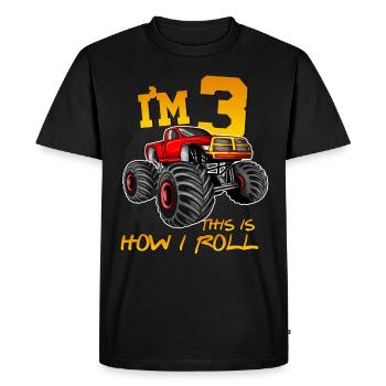 3 third birthday 3 years old Monster Truck - Men's Premium Organic T-Shirt - black - Front - Nico (187cm)