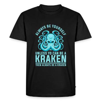 OCTOPUS KRAKEN Octopus Retro Squid Gift - Men's Premium Organic T-Shirt - black - Front - Nico (187cm)