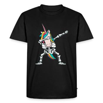 unicorn dabbing skeleton - Men's Premium Organic T-Shirt - black - Front - Nico (187cm)