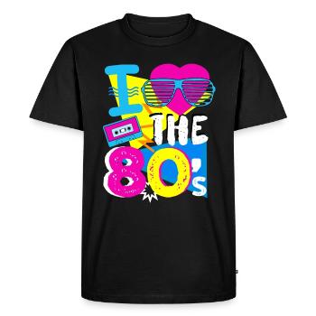 I love the 80s - 80s retro music gift - Men's Premium Organic T-Shirt - black - Front - Nico (187cm)