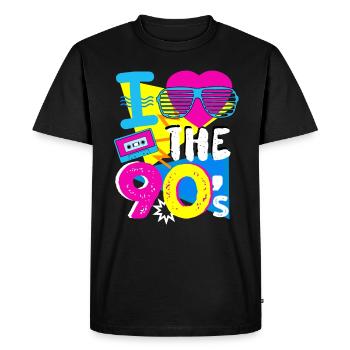 J'adore les années 90 - cadeau de musique rétro des années 90 - T-shirt Premium bio Homme - noir - Devant - Nico (187cm)