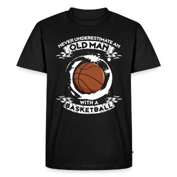 Ne jamais sous-estimer un vieil homme avec du basket - T-shirt Premium bio Homme - noir - Devant - Nico (187cm)