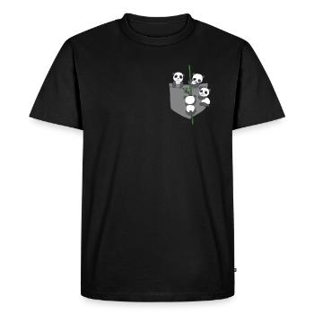 Panda dans la poche de poitrine - T-shirt Premium bio Homme - noir - Devant - Nico (187cm)