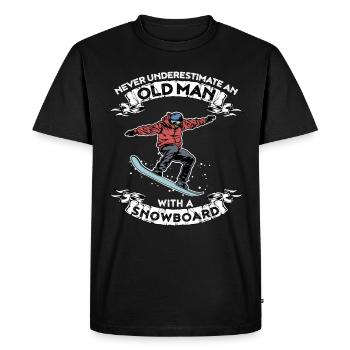 Ne jamais sous-estimer un vieil homme avec un snowboard - T-shirt Premium bio Homme - noir - Devant - Nico (187cm)