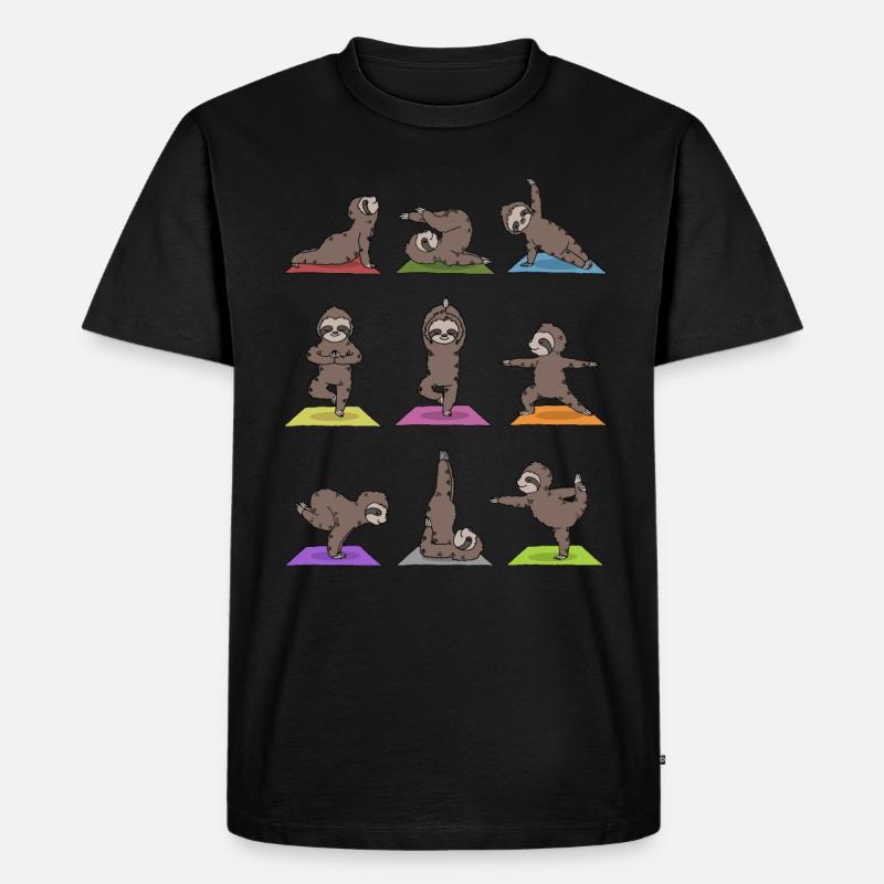 Faultier Yoga - Männer Premium Bio T-Shirt - Schwarz