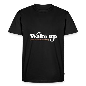 wake up - T-shirt Premium bio Homme - noir - Devant - Nico (187cm)