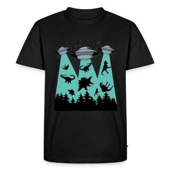 Alien Funny Dinosaure Enlèvement d'Alien - T-shirt Premium bio Homme - noir - Devant - Nico (187cm)