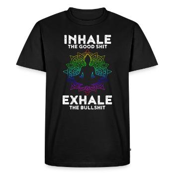 Cadeau de bain de bonne expiration pour le yoga - T-shirt Premium bio Homme - noir - Devant - Nico (187cm)