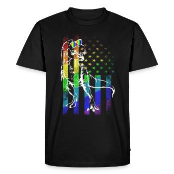 Funny T-Rex Gay Pride Flag Dinosaur Gay - Men's Premium Organic T-Shirt - black - Front - Nico (187cm)