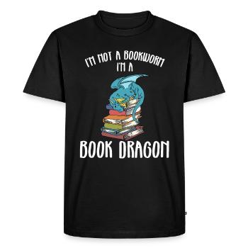 Je ne suis pas un rat de bibliothèque, mais un dragon de livre - T-shirt Premium bio Homme - noir - Devant - Nico (187cm)