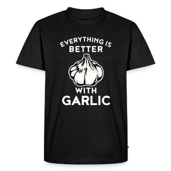 Tout est meilleur avec ail chef cuisinier cuisine - T-shirt Premium bio Homme - noir - Devant - Nico (187cm)