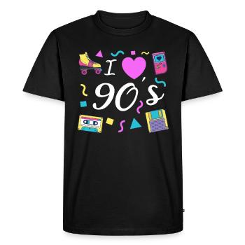 I love 90's 90s Party Retro Costume Gift - Men's Premium Organic T-Shirt - black - Front - Nico (187cm)