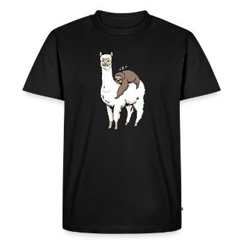 Alpaga Drôle Alpaga Paresseux Cadeau - T-shirt Premium bio Homme - noir - Devant - Nico (187cm)