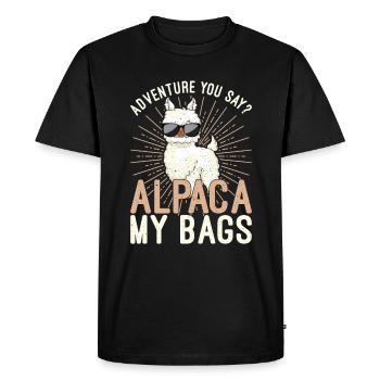 L'aventure? Alpaga mes sacs Chemise drôle d'alpaga - T-shirt Premium bio Homme - noir - Devant - Nico (187cm)