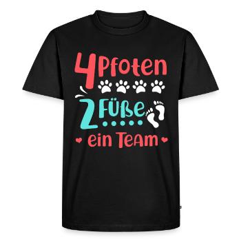 4 Pfoten 2 Füße ein Team - Hunde - Männer Premium Bio T-Shirt - Schwarz - Vorne - Nico (187cm)