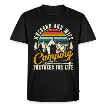 Homme et femme, partenaires de camping pour la vie - T-shirt Premium bio Homme - noir - Devant - Nico (187cm)