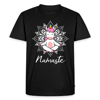 Unicorn Yoga Meditation Yogi Namaste Gift - Men's Premium Organic T-Shirt - black - Front - Nico (187cm)