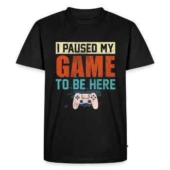 Gamer nerd monstre en disant Pause de mon jeu - T-shirt Premium bio Homme - noir - Devant - Nico (187cm)