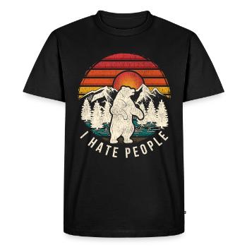 Je déteste les gens ours ours - T-shirt Premium bio Homme - noir - Devant - Nico (187cm)