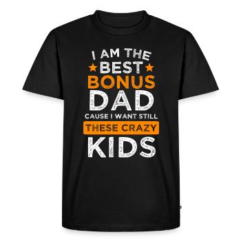 Bonus dad stepfather bonus dad kids gift - Men's Premium Organic T-Shirt - black - Front - Nico (187cm)