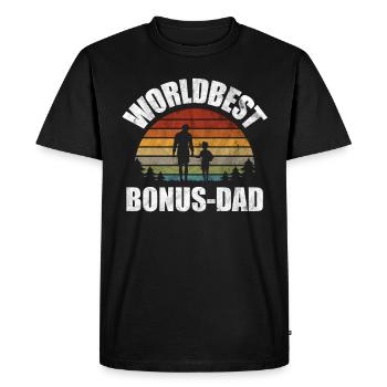 Papa bonus beau-père papa bonus disant cadeau - T-shirt Premium bio Homme - noir - Devant - Nico (187cm)