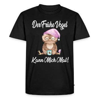 Früher Vogel - Männer Premium Bio T-Shirt - Schwarz - Vorne - Nico (187cm)