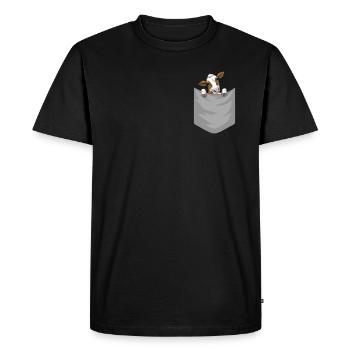 Vache dans la poche de poitrine - T-shirt Premium bio Homme - noir - Devant - Nico (187cm)