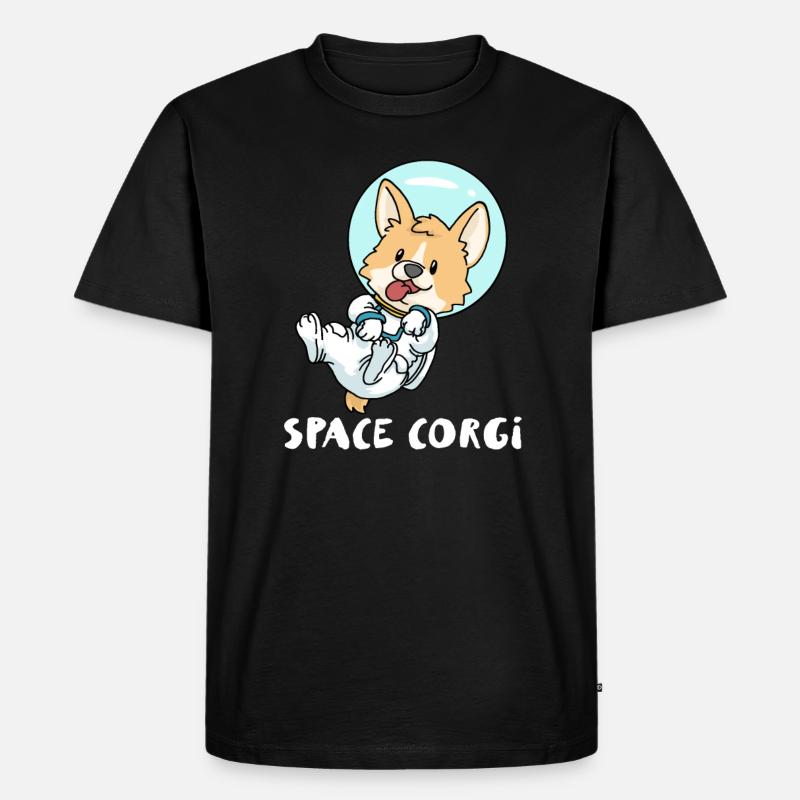 Space Corgi - Männer Premium Bio T-Shirt - Schwarz