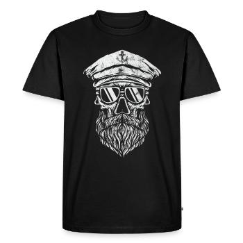 Capitaine Skull Beard Sailor Navigator Ship - T-shirt Premium bio Homme - noir - Devant - Nico (187cm)