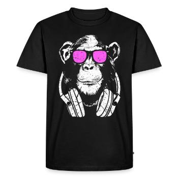 DJ singe avec un casque et des lunettes de soleil - T-shirt Premium bio Homme - noir - Devant - Nico (187cm)