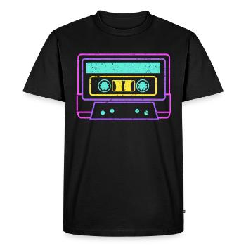 Cassette vintage rétro - T-shirt Premium bio Homme - noir - Devant - Nico (187cm)