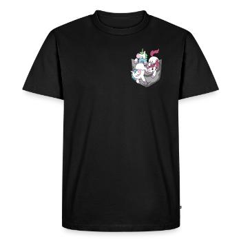 Poche poitrine licorne - T-shirt Premium bio Homme - noir - Devant - Nico (187cm)