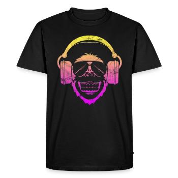 Singe DJ singe avec casque et lunettes de soleil - T-shirt Premium bio Homme - noir - Devant - Nico (187cm)