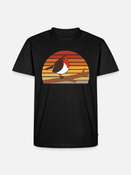 Rotkehlchen Vogel Vögel Geschenk - Männer Premium Bio T-Shirt - Schwarz