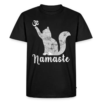 Cat Yoga Namaste OM Cat funny yoga - Men's Premium Organic T-Shirt - black - Front - Nico (187cm)