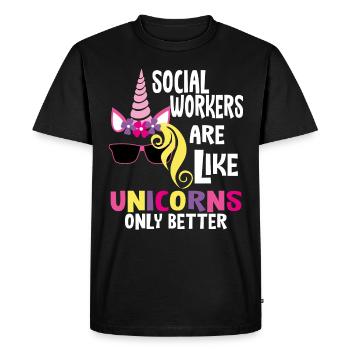 Travail social Travailleurs sociaux Dames Cadeau - T-shirt Premium bio Homme - noir - Devant - Nico (187cm)