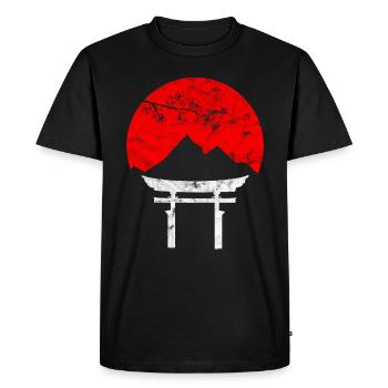 Porte traditionnelle dans l'eau lever du soleil Japon G - T-shirt Premium bio Homme - noir - Devant - Nico (187cm)