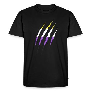 Cadeau de drapeau non binaire sans sexe non binaire - T-shirt Premium bio Homme - noir - Devant - Nico (187cm)
