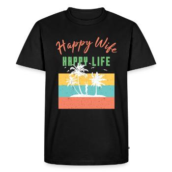 Femme heureuse, vie heureuse - T-shirt Premium bio Homme - noir - Devant - Nico (187cm)