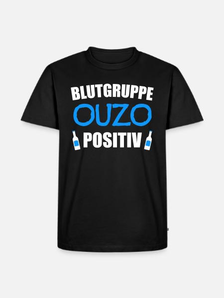 Ouzo Alkohol Schnaps Geschenk - Männer Premium Bio T-Shirt - Schwarz