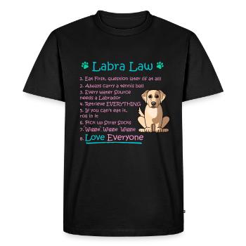 Labra-Law Funny Labrador, Idée cadeau Labrador pour L - T-shirt Premium bio Homme - noir - Devant - Nico (187cm)