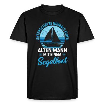 Unterschätze niemals einen alten Mann Segelboot - Männer Premium Bio T-Shirt - Schwarz - Vorne - Nico (187cm)