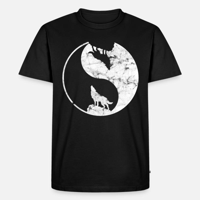 Yin Yang Wolf - Männer Premium Bio T-Shirt - Schwarz