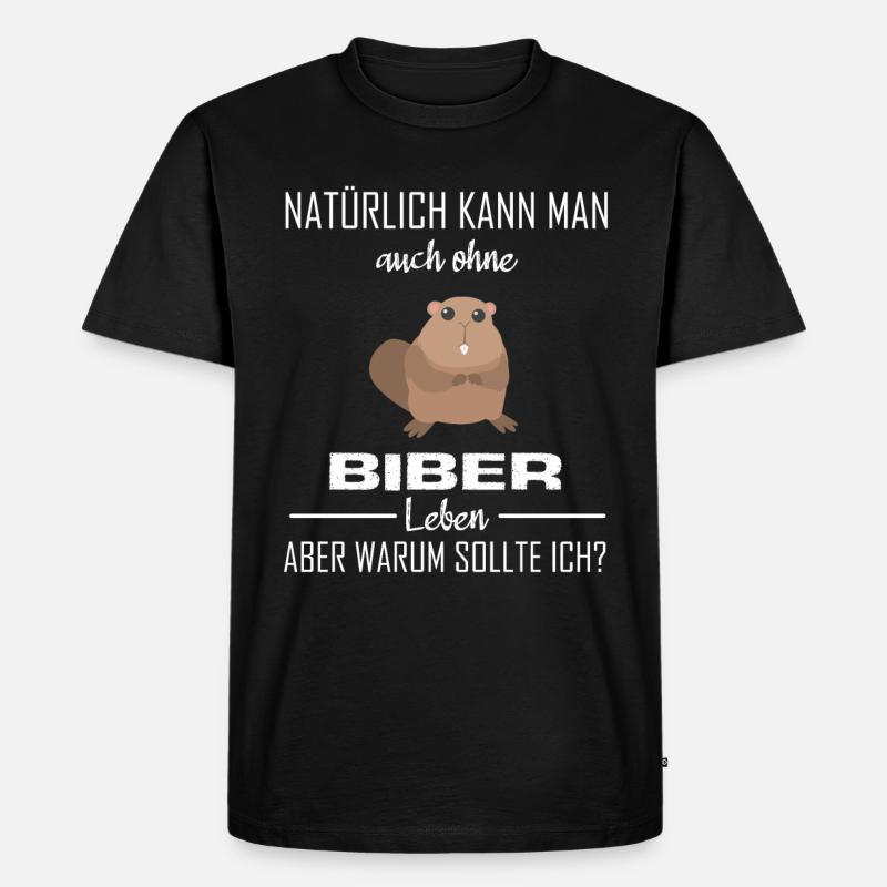 Biber Tier Tiere Geschenk - Männer Premium Bio T-Shirt - Schwarz