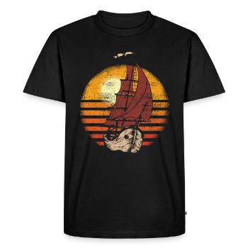 Retro sailing vintage gift - Men's Premium Organic T-Shirt - black - Front - Nico (187cm)