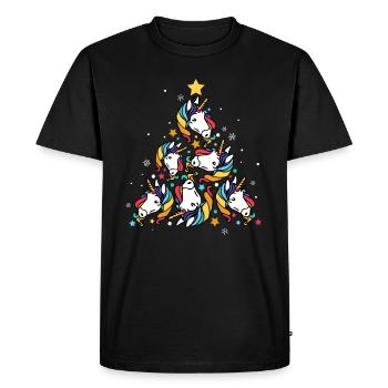 Unicorn christmas - Men's Premium Organic T-Shirt - black - Front - Nico (187cm)