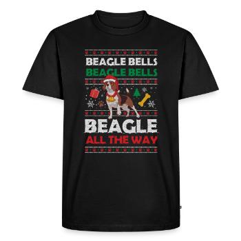 Beagle Bells - Men's Premium Organic T-Shirt - black - Front - Nico (187cm)