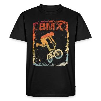 Vintage BMX Rider - Cadeau de cascade de vélo - T-shirt Premium bio Homme - noir - Devant - Nico (187cm)