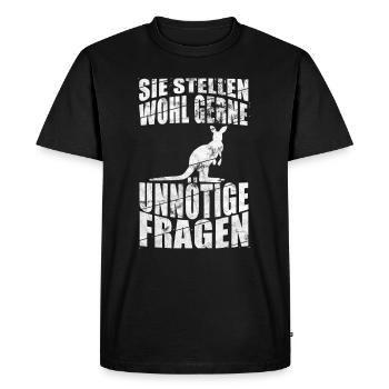 Sie Stellen Wohl Gerne Unnötige Fragen Känguru - Männer Premium Bio T-Shirt - Schwarz - Vorne - Nico (187cm)