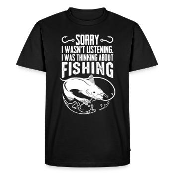 Ange cadeau pêcheur pêcheur pêcheur disant - T-shirt Premium bio Homme - noir - Devant - Nico (187cm)